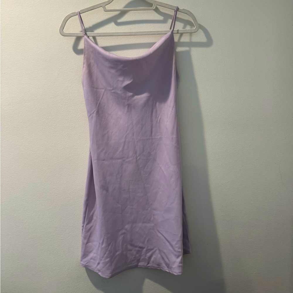 Lilac silk mini dress